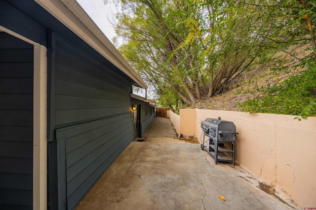 view of property exterior featuring a patio