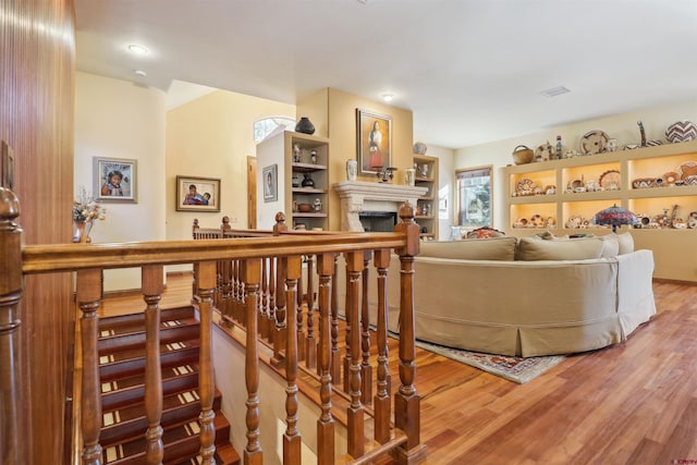 living room with wood-type flooring