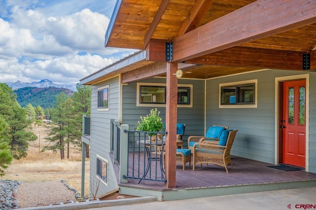 exterior space with a mountain view