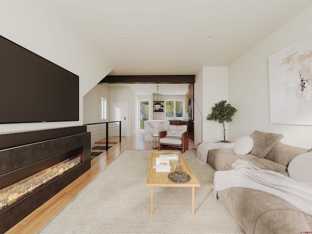 living room with light hardwood / wood-style floors