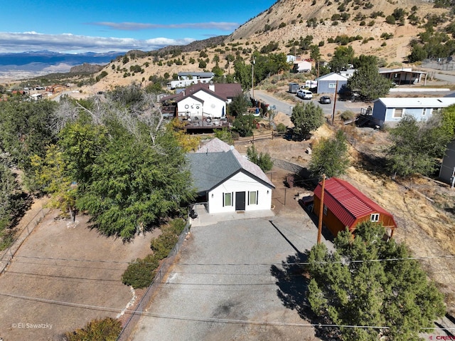 drone / aerial view with a mountain view