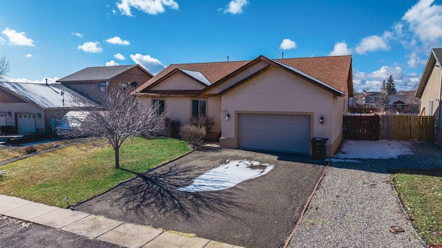 ranch-style house with a front lawn