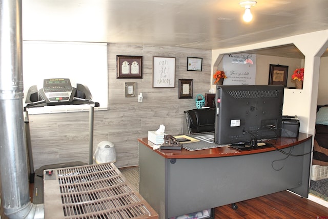 office with wood-type flooring