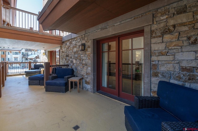 property entrance with french doors