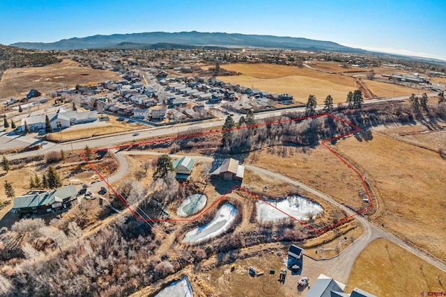 drone / aerial view with a mountain view