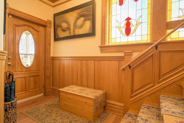 foyer featuring light hardwood / wood-style floors