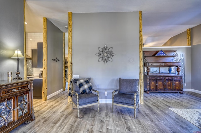 sitting room with light wood-type flooring