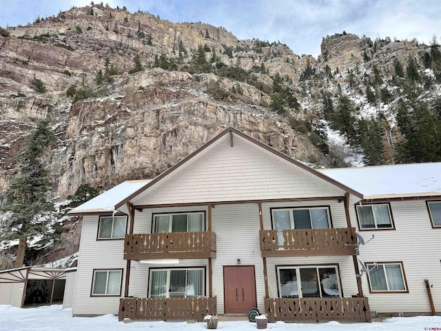 exterior space featuring a mountain view