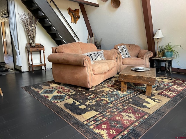 living room featuring dark hardwood / wood-style floors