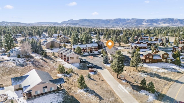 birds eye view of property with a mountain view