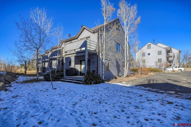 view of snow covered exterior