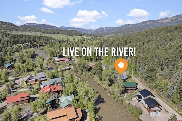 drone / aerial view with a mountain view