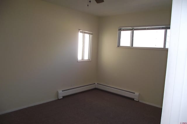 carpeted empty room with ceiling fan