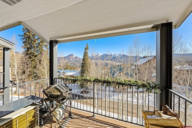 balcony with a mountain view