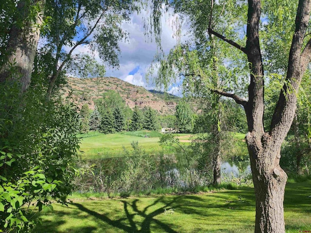 view of mountain feature with a water view