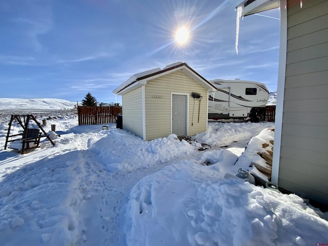 view of snow covered structure