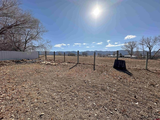 view of yard with a mountain view and a rural view