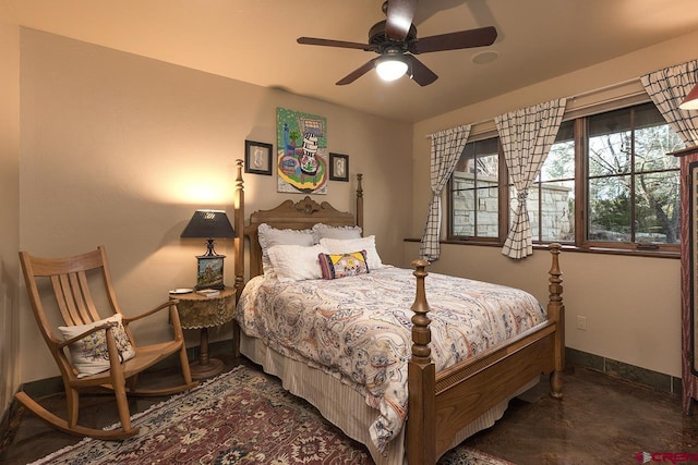 bedroom featuring ceiling fan