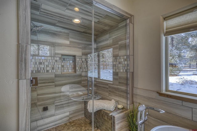 bathroom with walk in shower