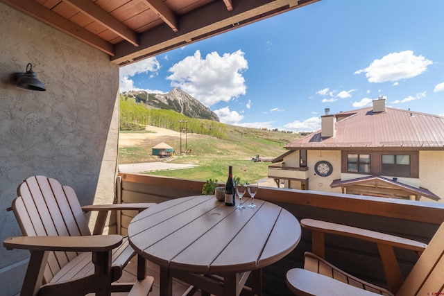 balcony with a mountain view