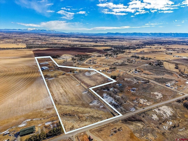 drone / aerial view with a rural view and a mountain view