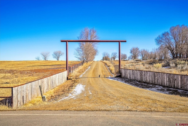 view of yard with a rural view