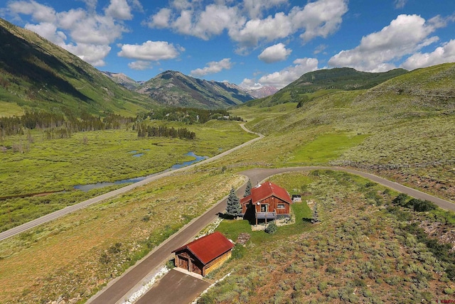 aerial view featuring a mountain view