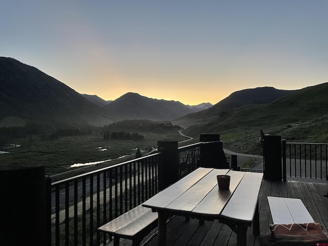 1294 County Road 734, Crested Butte, CO 81224 - deck at dusk with a mountain view