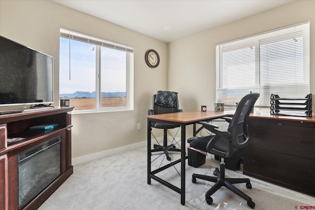 view of carpeted home office