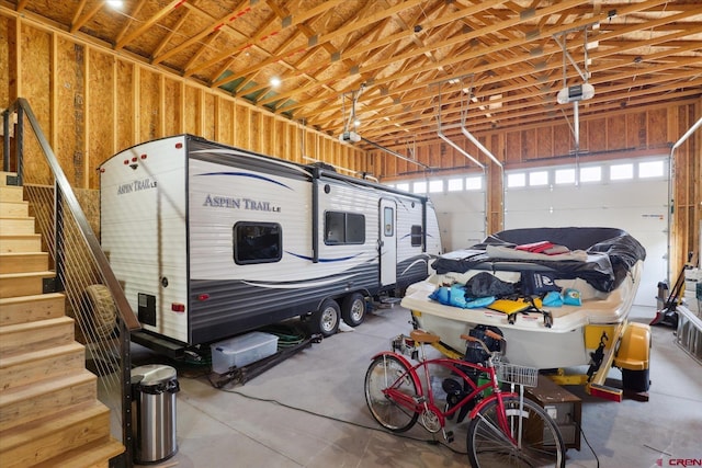 garage with a garage door opener