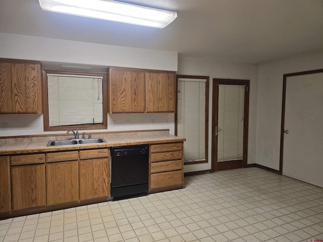 kitchen with black dishwasher and sink