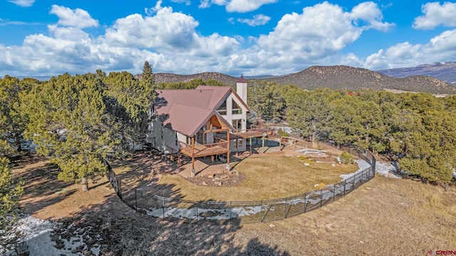 aerial view featuring a mountain view