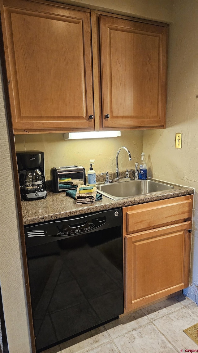 kitchen with sink and black dishwasher