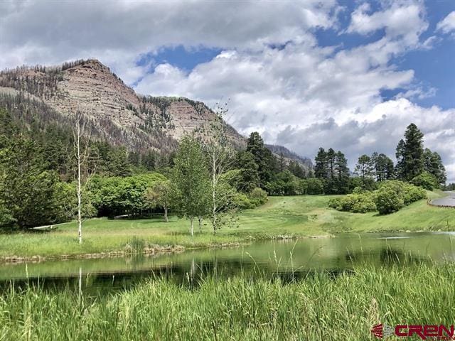 view of mountain feature with a water view