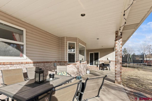 view of patio featuring a trampoline