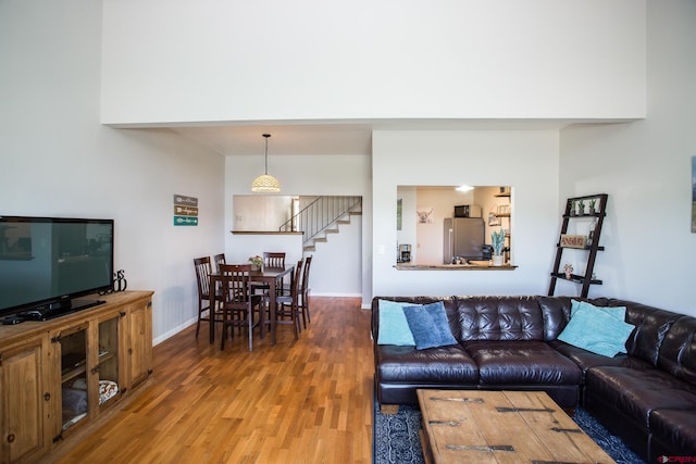 living room with wood-type flooring