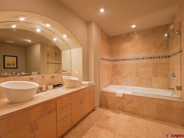 bathroom featuring vanity and tile patterned flooring