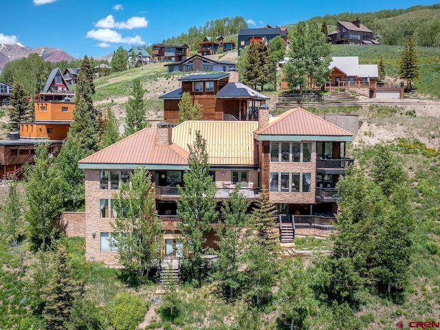 bird's eye view featuring a mountain view