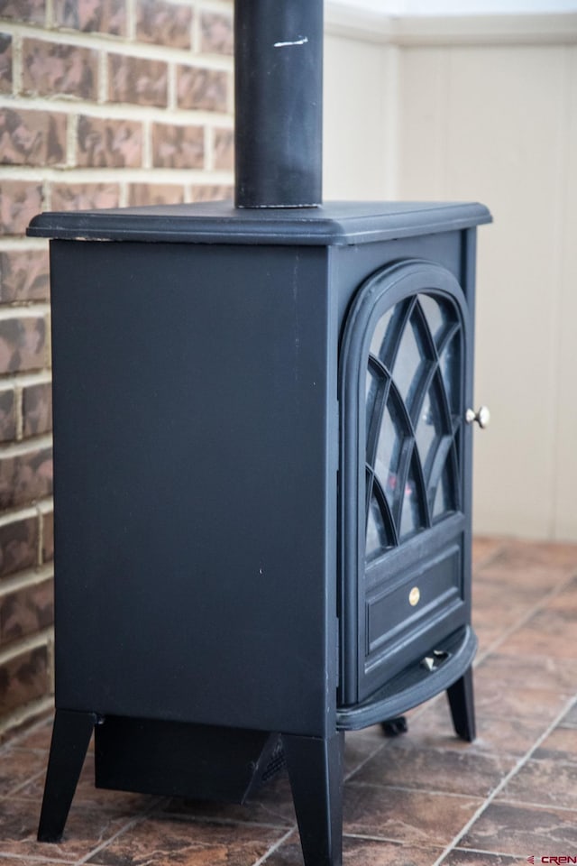 details featuring a wood stove