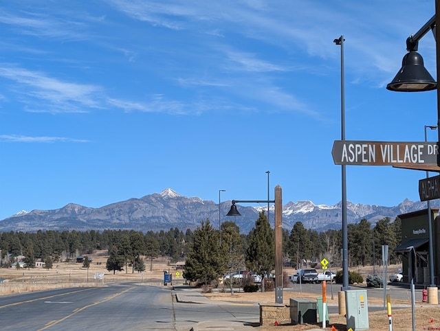 exterior space featuring a mountain view