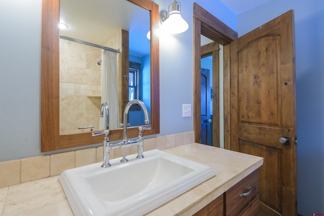 bathroom featuring sink and walk in shower