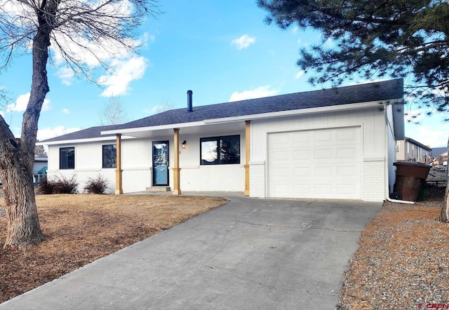 single story home with a garage