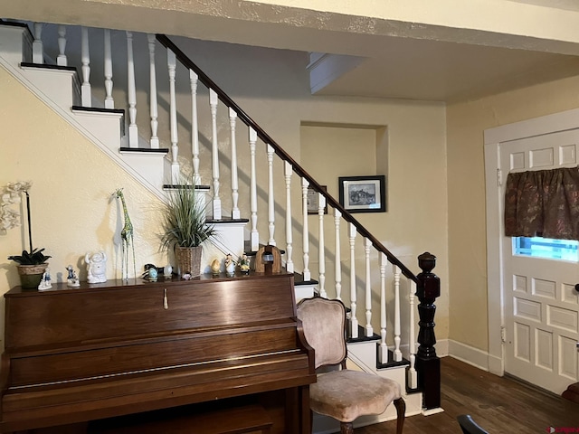 entryway with dark wood-type flooring