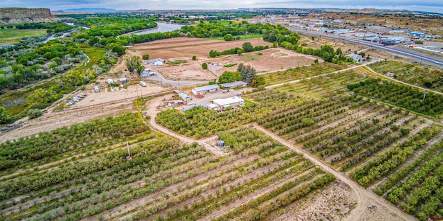 aerial view with a rural view