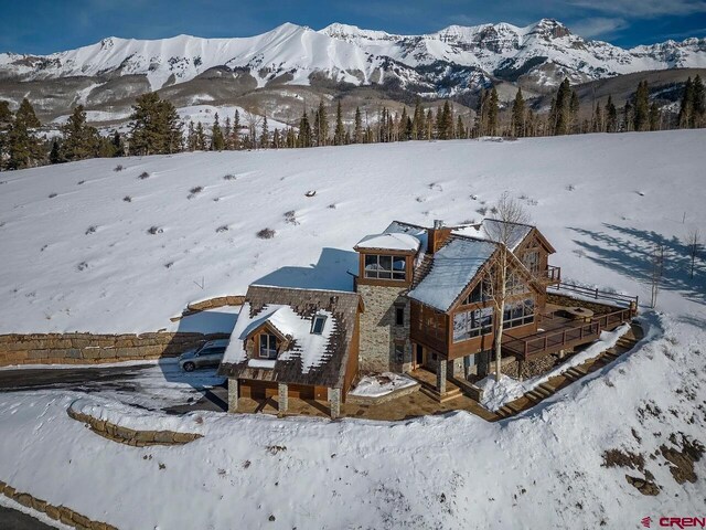 exterior space featuring a mountain view