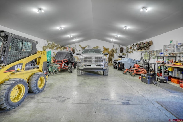 garage featuring a workshop area