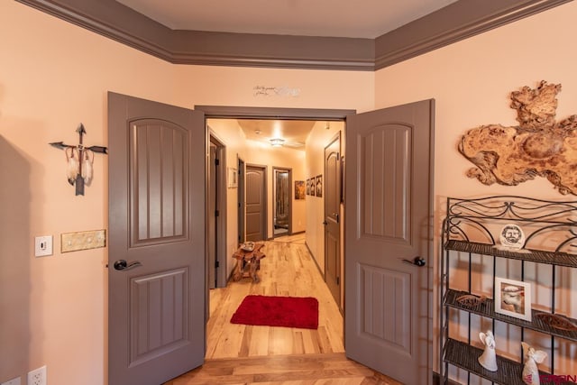 hall featuring light hardwood / wood-style flooring