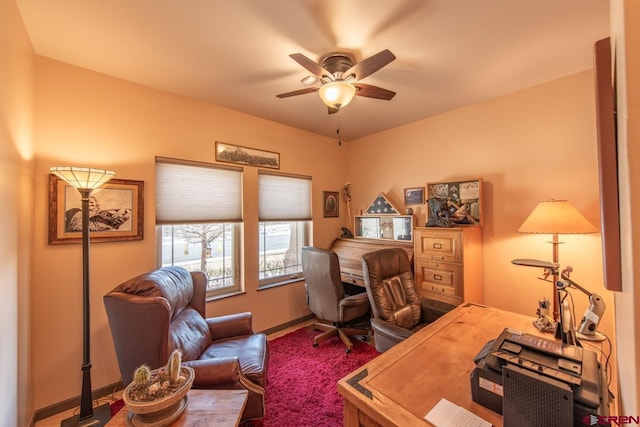 office featuring ceiling fan