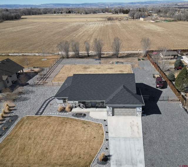 bird's eye view with a rural view