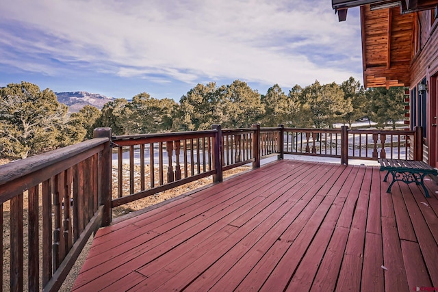 deck with a mountain view